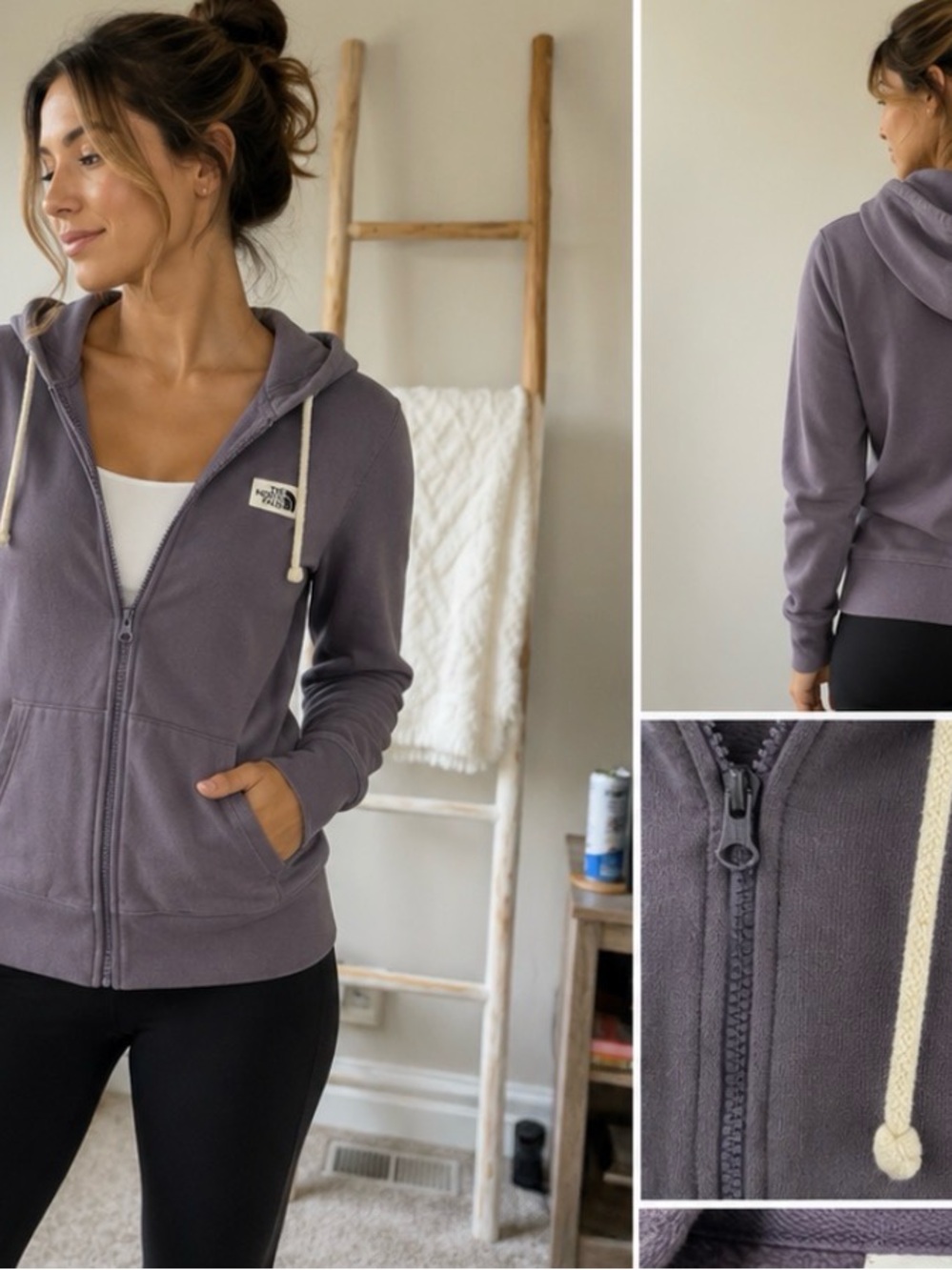 The North Face Women’s Purple Full Zip Hoodie Medium Fleece Sweatshirt